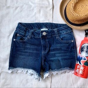 Cherokee Girls Jean Shorts With Lace Trim 10/12